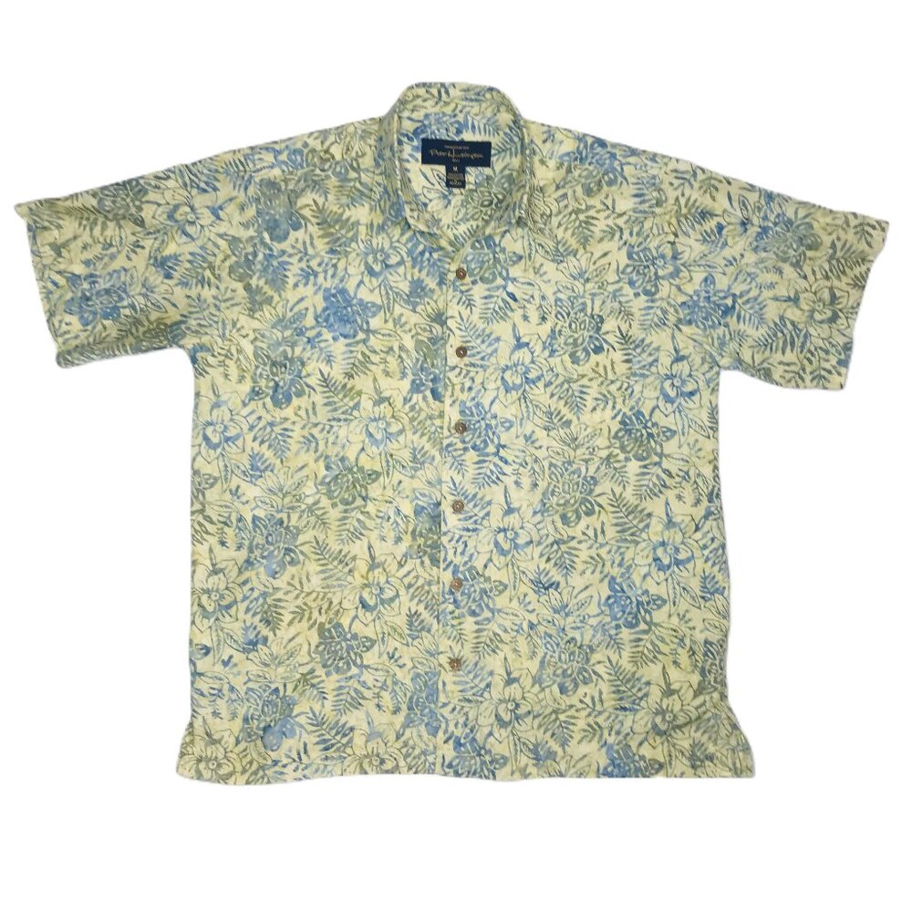 Pete Huntington Bali Men's Short Sleeve Cotton Floral Hawaiian Shirt Size M